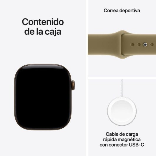 Apple Watch Series 12 GPS 46mm Caja de Aluminio Bronce Oscuro con Correa Deportiva Oliva S/M