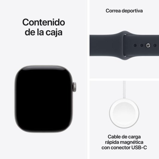 Apple Watch Series 12 GPS + Cellular 46mm Caja de Aluminio Gris con Correa Deportiva Azul Marino M/L
