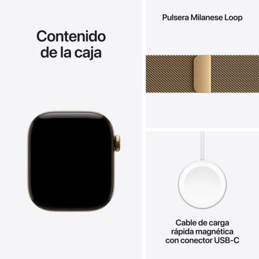 Apple Watch Series 12 GPS + Cellular 42mm Caja de Titanio Oro con Correa Milanese Loop Oro S/M