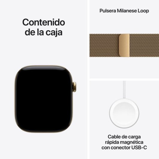 Apple Watch Series 12 GPS + Cellular 46mm Caja de Titanio Oro con Correa Milanese Loop Oro M/L