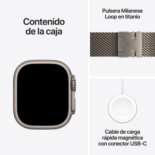 Apple Watch Ultra 4 GPS + Cellular 49mm Titânio Natural com Milanese Loop Bracelete resistente à água