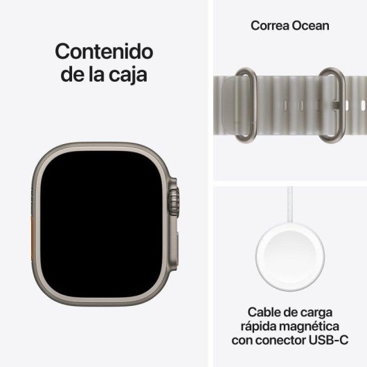 Apple Watch Ultra 4 GPS + Cellular 49mm Caja de Titanio Natural con Correa Ocean Gris Talla Única