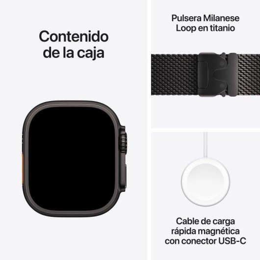 Apple Watch Ultra 4 GPS + Cellular 49mm Caja de Titanio Negra con Correa Milanese Loop Negra M