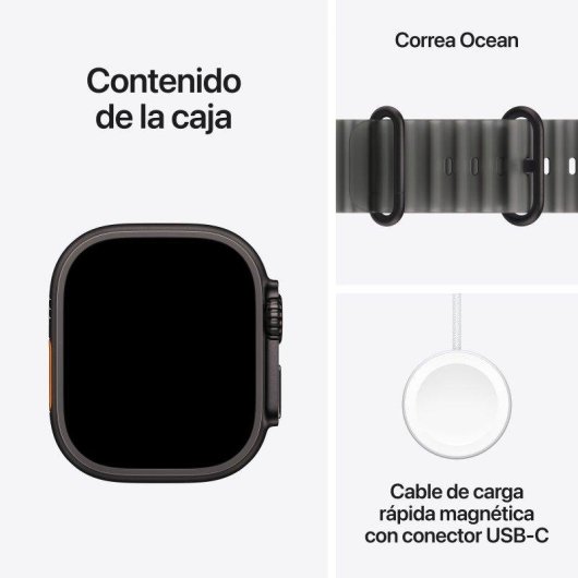 Apple Watch Ultra 4 GPS + Cellular 49mm Caja de Titanio Negra con Correa Ocean Negra Talla Única