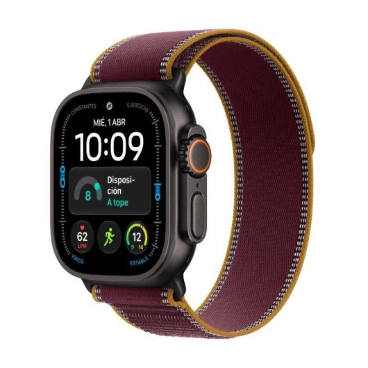 Apple Watch Ultra 4 GPS + Cellular 49mm Negra con Correa Loop Trail Burdeos M/L