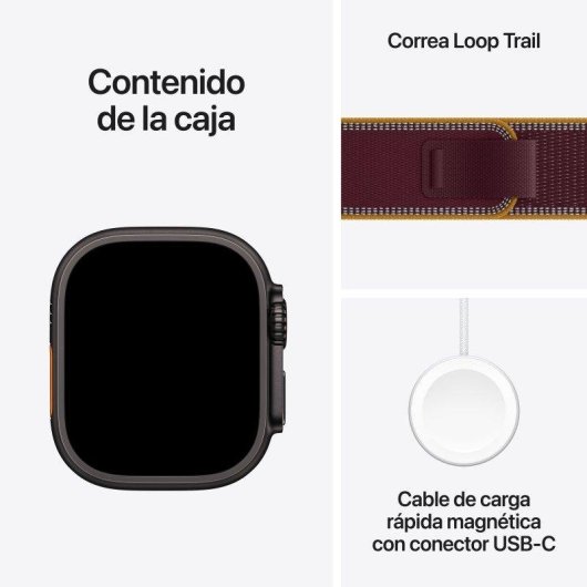 Apple Watch Ultra 4 GPS + Cellular 49mm Negra con Correa Loop Trail Burdeos M/L