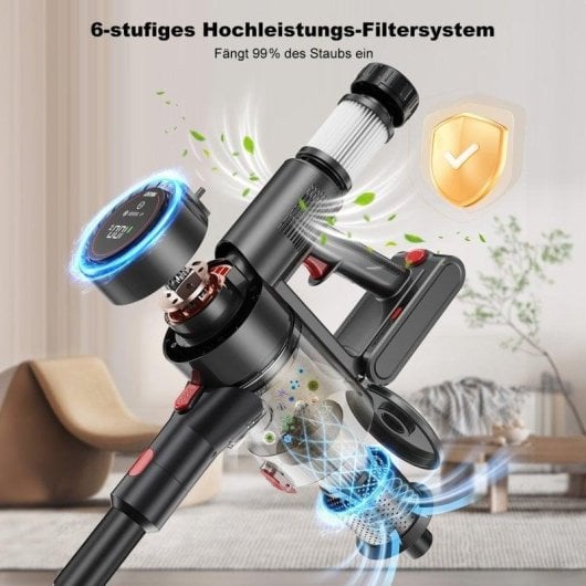 Aspirateur sans fil Prasky 550 W 50 min 65 kPa HEPA LED pliable