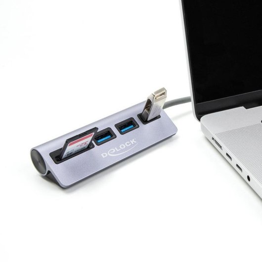 Hub USB DeLock 64292 USB-C a 3 puertos USB 3.0 y ranuras SD/MicroSD