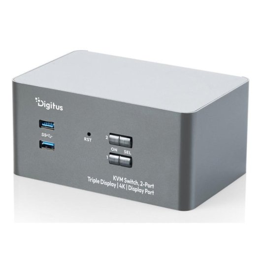 Commutateur KVM Digitus DS-12864 2 Ports Triple Écran 4K DisplayPort
