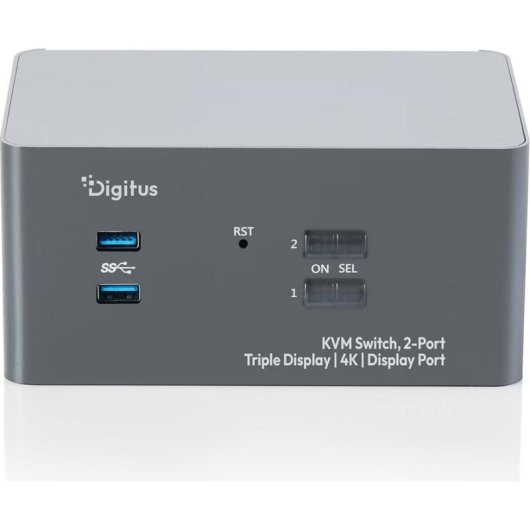 Commutateur KVM Digitus DS-12864 2 Ports Triple Écran 4K DisplayPort