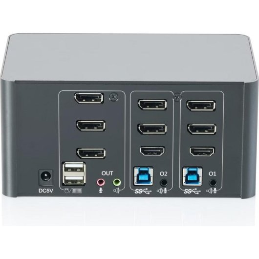Commutateur KVM Digitus DS-12864 2 Ports Triple Écran 4K DisplayPort