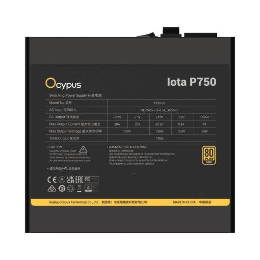 Fuente de alimentación Ocypus Iota P750 750W 80 PLUS Gold modular