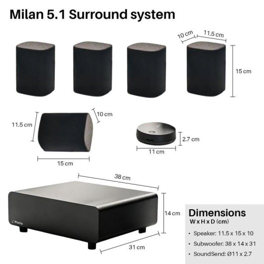 Blossom Milan 5.1 Sistema sonido envolvente inalámbrico WiSA 24 bits 48 kHz