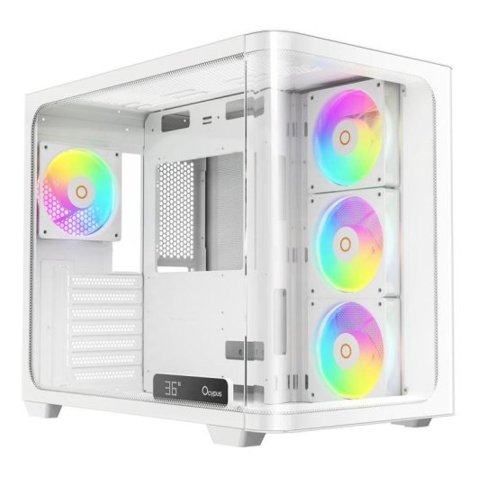 Caja PC Ocypus Iota C70 Curve ARGB panorámica blanca con display digital