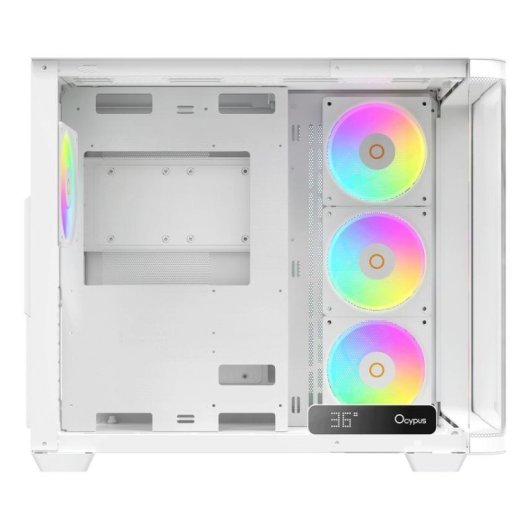 Caja PC Ocypus Iota C70 Curve ARGB panorámica blanca con display digital