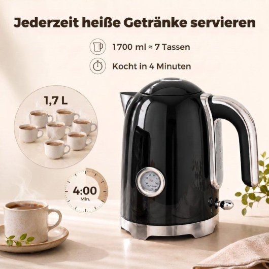 Set Hervidor y Tostadora Blossom 1,7 L 2200 W con Termómetro 2 Rebanadas 7 Niveles de Dorado