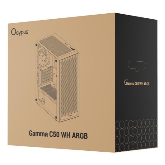 Boitier PC Ocypus Gamma C50 ARGB Mini Tour Blanc Verre Trempe