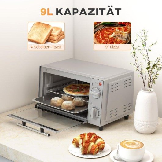 Horno Sobremesa Blossom 9L 35cm Grill Temporizador Plata