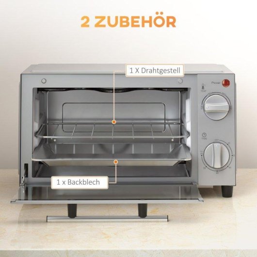 Horno Sobremesa Blossom 9L 35cm Grill Temporizador Plata
