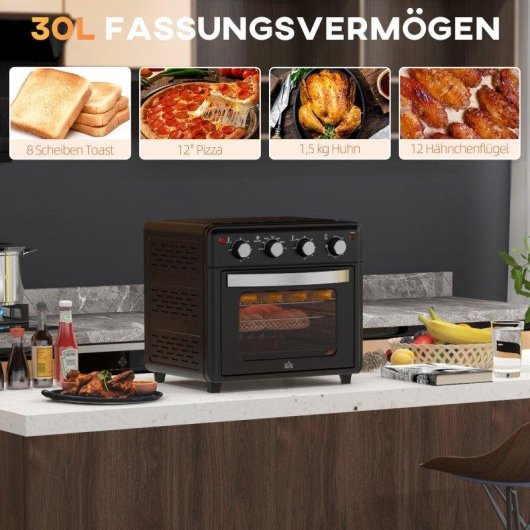 Horno Sobremesa Blossom 30L 43x39x39cm AirFryer Negro