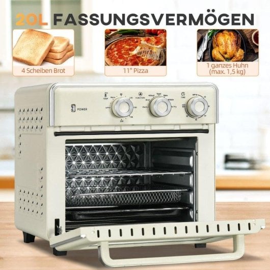 Horno Sobremesa Blossom 20L 36cm AirFryer Grill Blanco crema