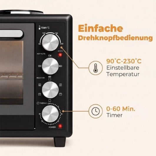 Horno Sobremesa Blossom 36L 53,1cm 230ºC 2 Placas Aire Caliente Negro