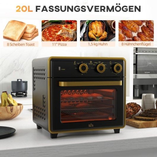 Horno Sobremesa Blossom 20L 36x37,7x34,5cm 1400W Grill Negro