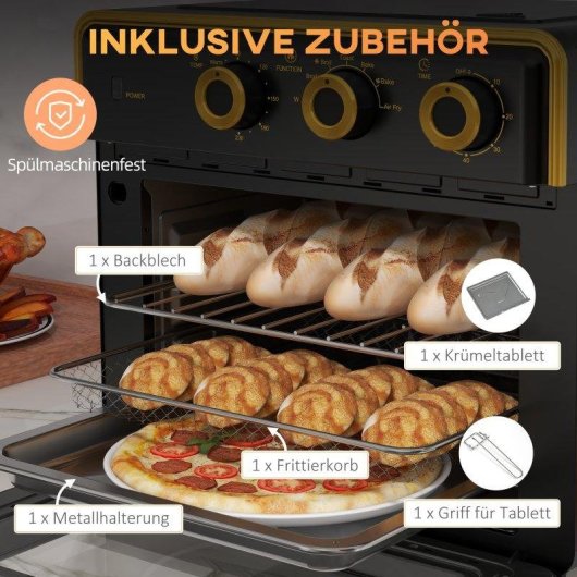 Horno Sobremesa Blossom 20L 36x37,7x34,5cm 1400W Grill Negro