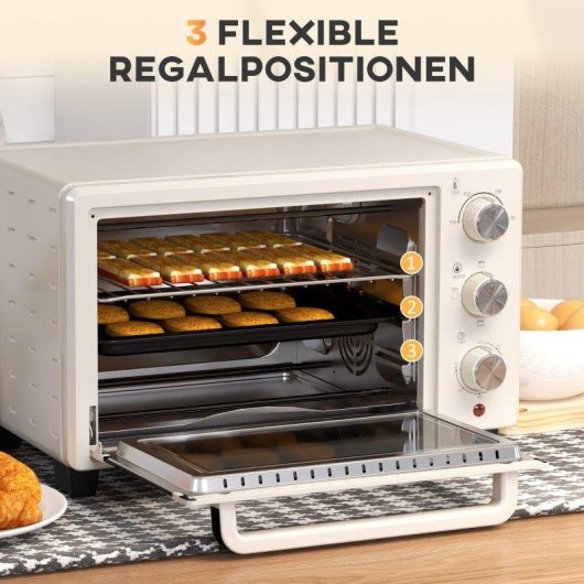 Horno Sobremesa Blossom 21L 46cm 1400W 3 Modos Asador Giratorio Crema
