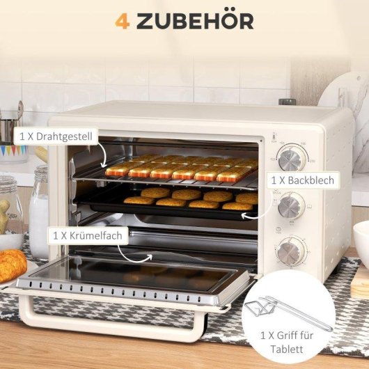 Horno Sobremesa Blossom 21L 46cm 1400W 3 Modos Asador Giratorio Crema