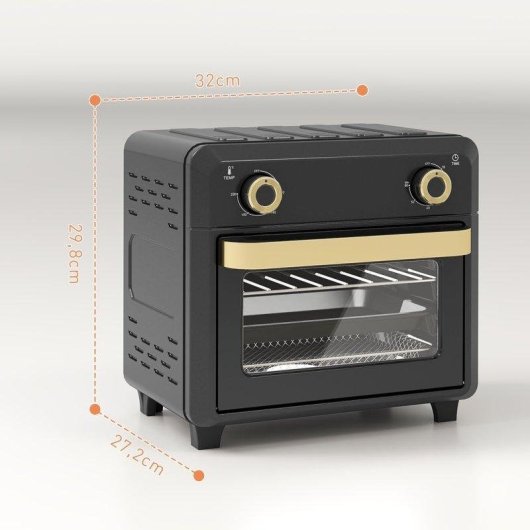 Horno Sobremesa Blossom Mini 10L 32cm AirFryer Convección Temporizador Luz Interior Negro