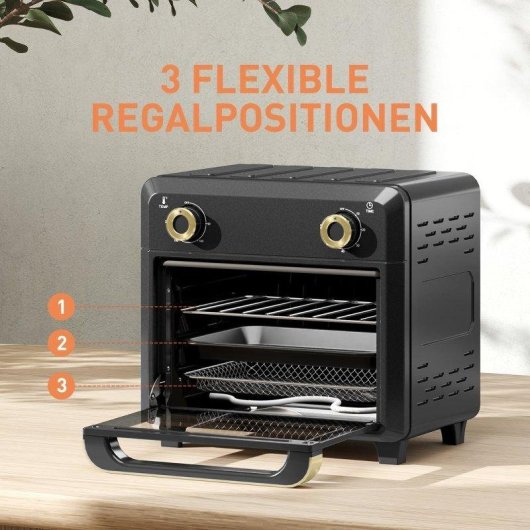 Horno Sobremesa Blossom Mini 10L 32cm AirFryer Convección Temporizador Luz Interior Negro