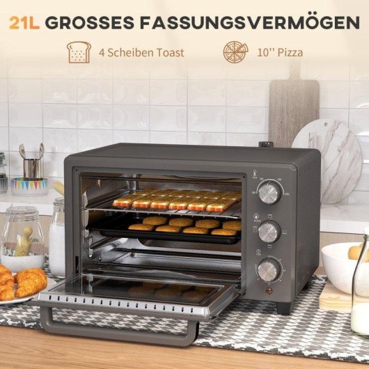 Horno Sobremesa Blossom 21L 46,4cm 1400W 230ºC 3 Modos Gris