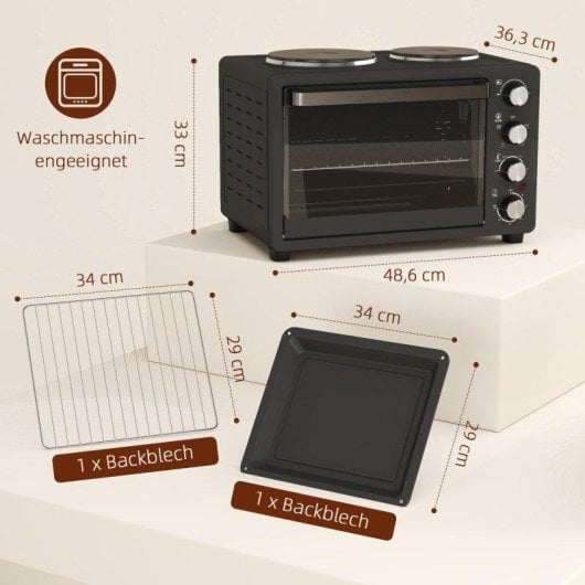 Horno Sobremesa Blossom 28L 48,6cm 2600W 230ºC Grill Negro
