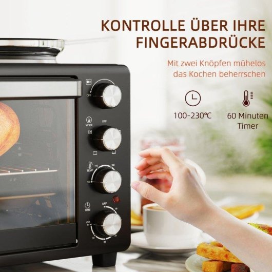 Horno Sobremesa Blossom 28L 48,6cm 2600W 230ºC Grill Negro