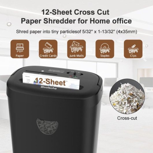Trituradora de Papel Blossom Corte Cruzado 12 Hojas 24 L Ultra Silenciosa