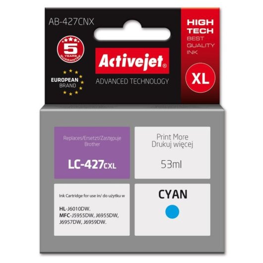Cartucho de tinta Activejet AB-427CNX compatible Brother 53 ml cian