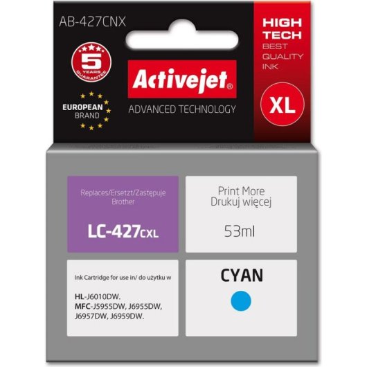Cartucho de tinta Activejet AB-427CNX compatible Brother 53 ml cian