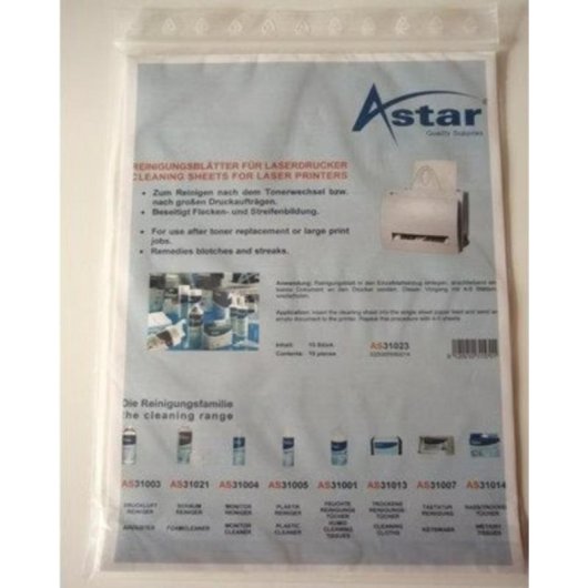 Kit de nettoyage imprimantes Astar AS31023 10 pieces
