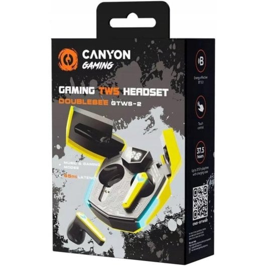 Auriculares Canyon DoubleBee GTWS-2 inalámbricos Bluetooth 5.3 gaming amarillo