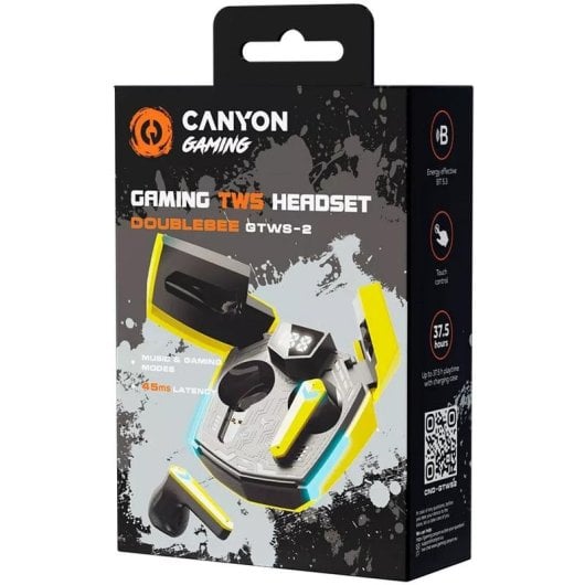 Auriculares Canyon DoubleBee GTWS-2 inalámbricos Bluetooth 5.3 gaming amarillo
