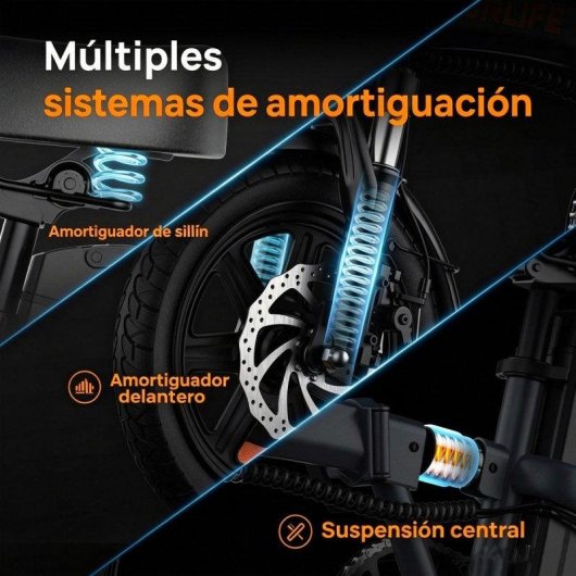 Bicicleta eléctrica plegable URLIFE F1L Batería Extraíble 48V 7,5Ah Motor 250W