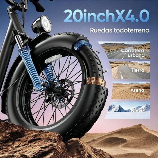 Bicicleta Eléctrica URLIFE E20 Pro 48V 750W Batería Extraíble Ruedas 20×4.0
