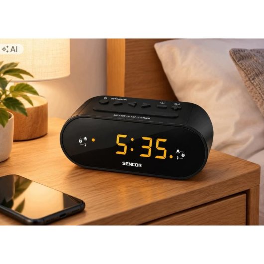 Reloj despertador con radio Sencor SRC 1100 FM LED ámbar
