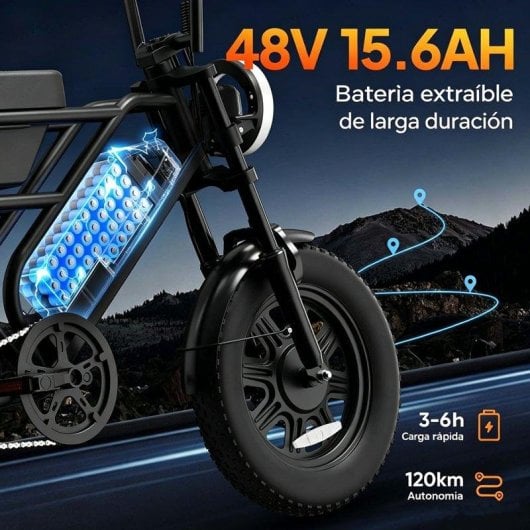 Bicicleta Eléctrica URLIFE T16 48V 500W Batería Extraíble