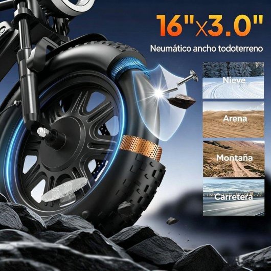 Bicicleta Eléctrica URLIFE T16 48V 500W Batería Extraíble