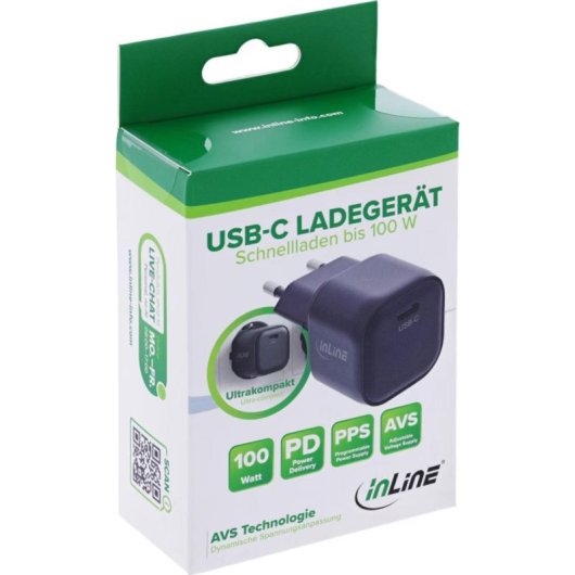 Cargador USB-C GaN InLine 31509A 100W Power Delivery