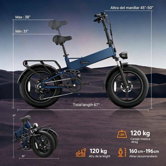Bicicleta eléctrica fatbike URLIFE T5 Motor 750W Batería 13Ah Suspensión