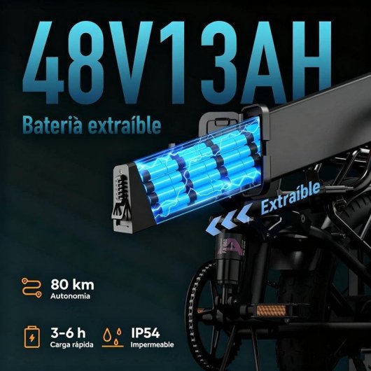 Bicicleta eléctrica fatbike URLIFE T5 Motor 750W Batería 13Ah Suspensión