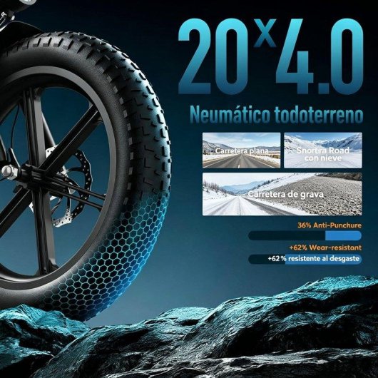 Bicicleta eléctrica fatbike URLIFE T5 Motor 750W Batería 13Ah Suspensión